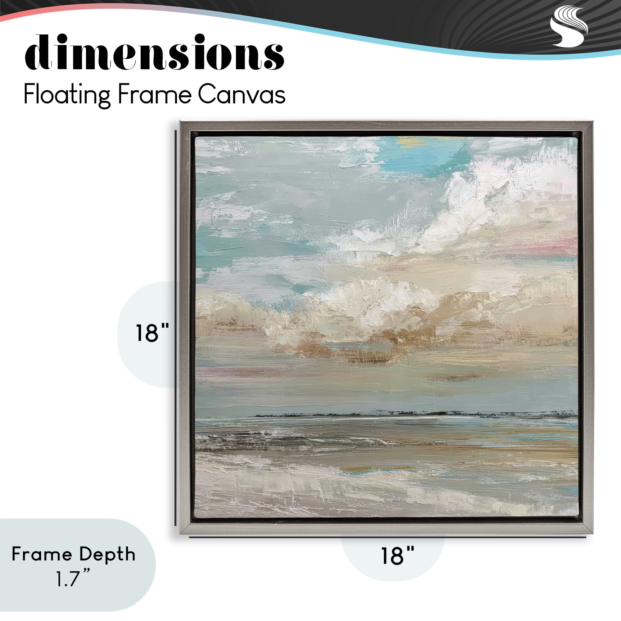 Stupell Industries Cloudy Beach Brushstrokes Gray Framed Floater Canvas Wall Art, design by Kim Curinga