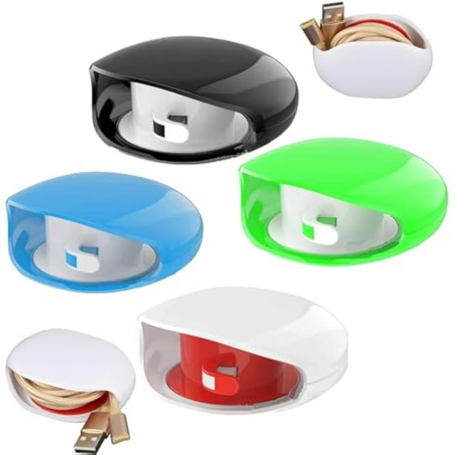 Automatic Cord Reel Cable Management, Retractable Cord Organizer Reel for Phone Charger, USB Cables, Headphone, Data Cables (4 Colors C)