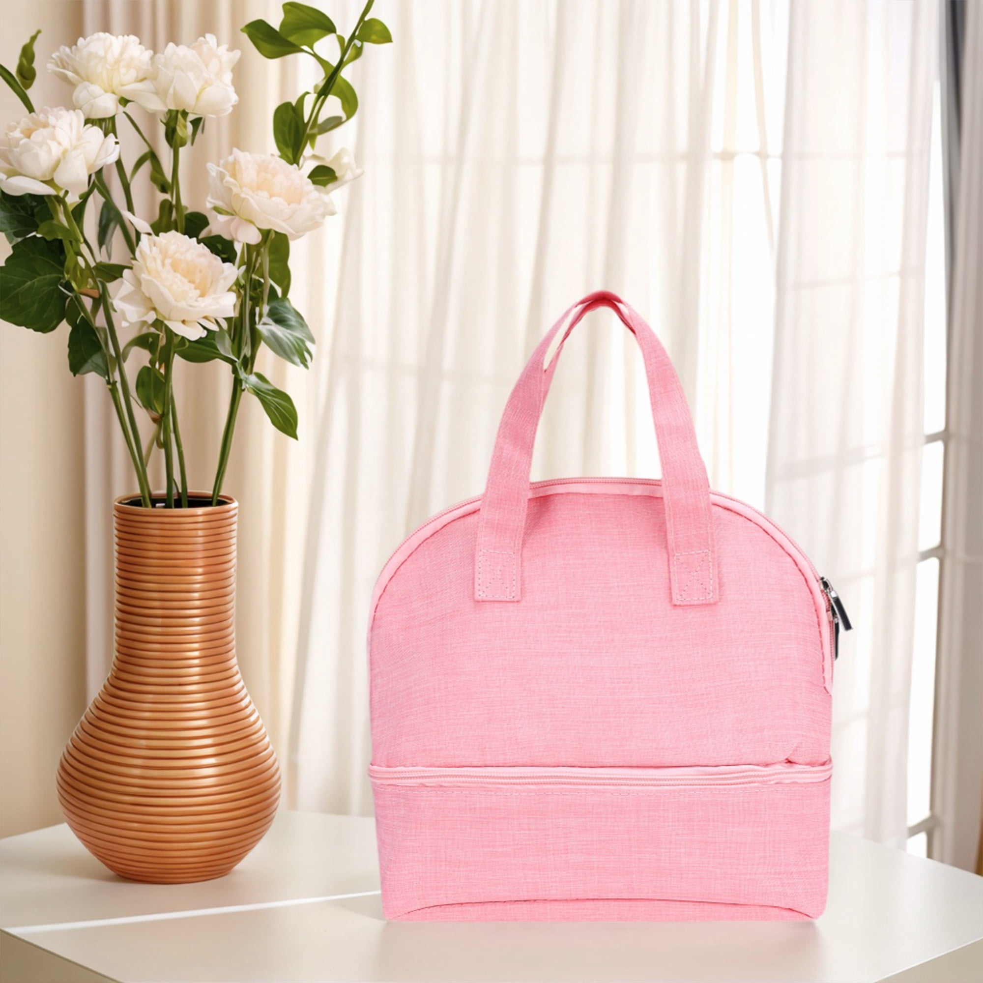 Unique Bargains Lunch Bag Insulated Bag Cute Tote Bag Pink