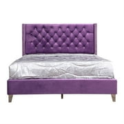 Julie Purple Tufted Upholstered Low Profile Queen Panel Bed