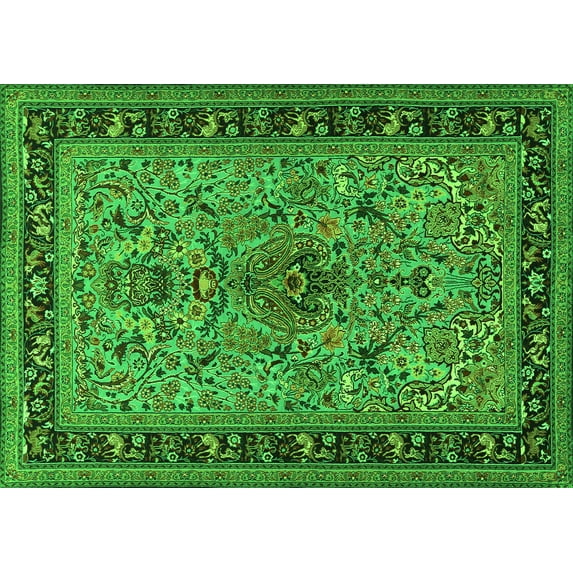 Ahgly Company Indoor Rectangle Persian Green Traditional Area Rugs, 2' x 4'