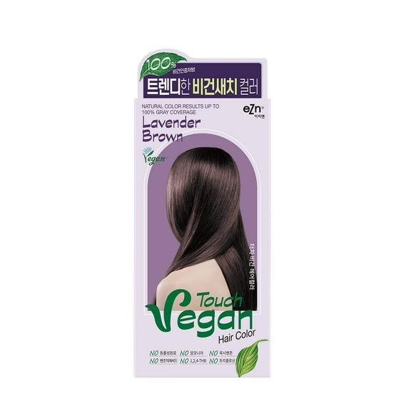 eZn Touch Vegan Permanent Hair Dye, Lavender Brown Color, Vegan Ingredients, Ammonia Free, No THB, No Triclosan, No Phthalates, No Gluten, Up to 100% Gray Coverage