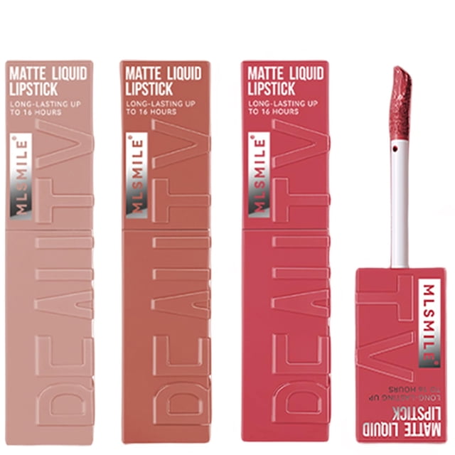 KTOuler Juego de lápiz labial líquido mate de 3 colores, brillo de labios suave y desnudo, impermeable, hidratante, de larga duración, altamente pigmentado, mate, con caja de regalo (A)