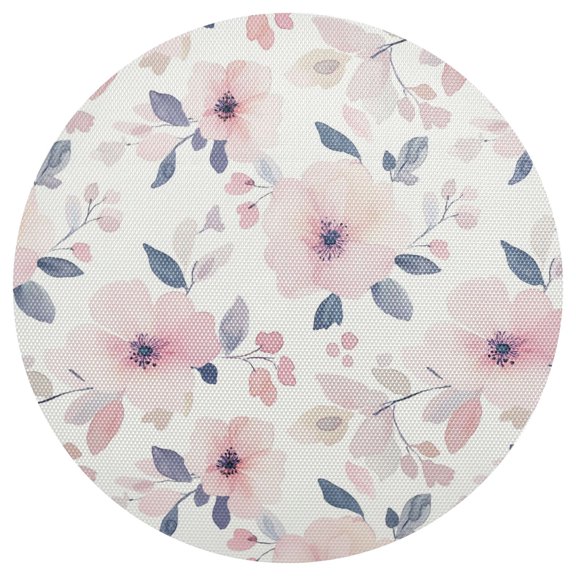 Watercolor Flowers One Round Placemats Set of 6 Woven Non-Slip Washable Heat Resistant Table Mats 15.4 Inch for Kitchen Dining Decor