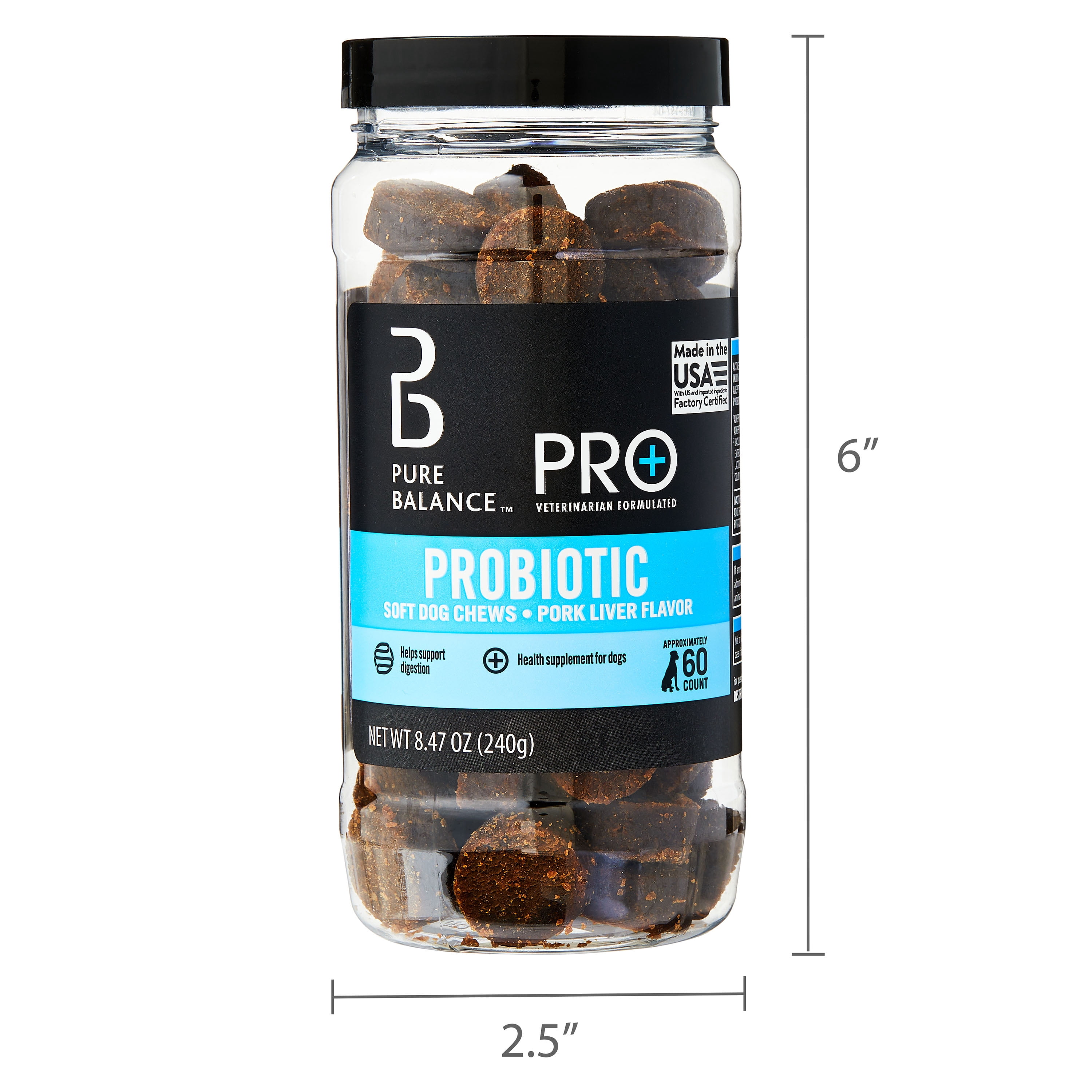 Pure Balance Pro+ Probiotic, Digestion Support, Dog Soft Chews, 60 Count