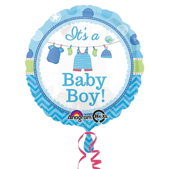 Shower with Love Boy 17" Balloon (Each) - Baby Shower Party Supplies