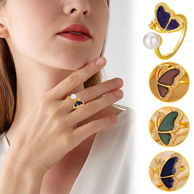WIFKLSIIPG Temperature Sensitive Color Changing Ring Exquisite Movable Adjustable Design for Index Finger for Daily Wear
