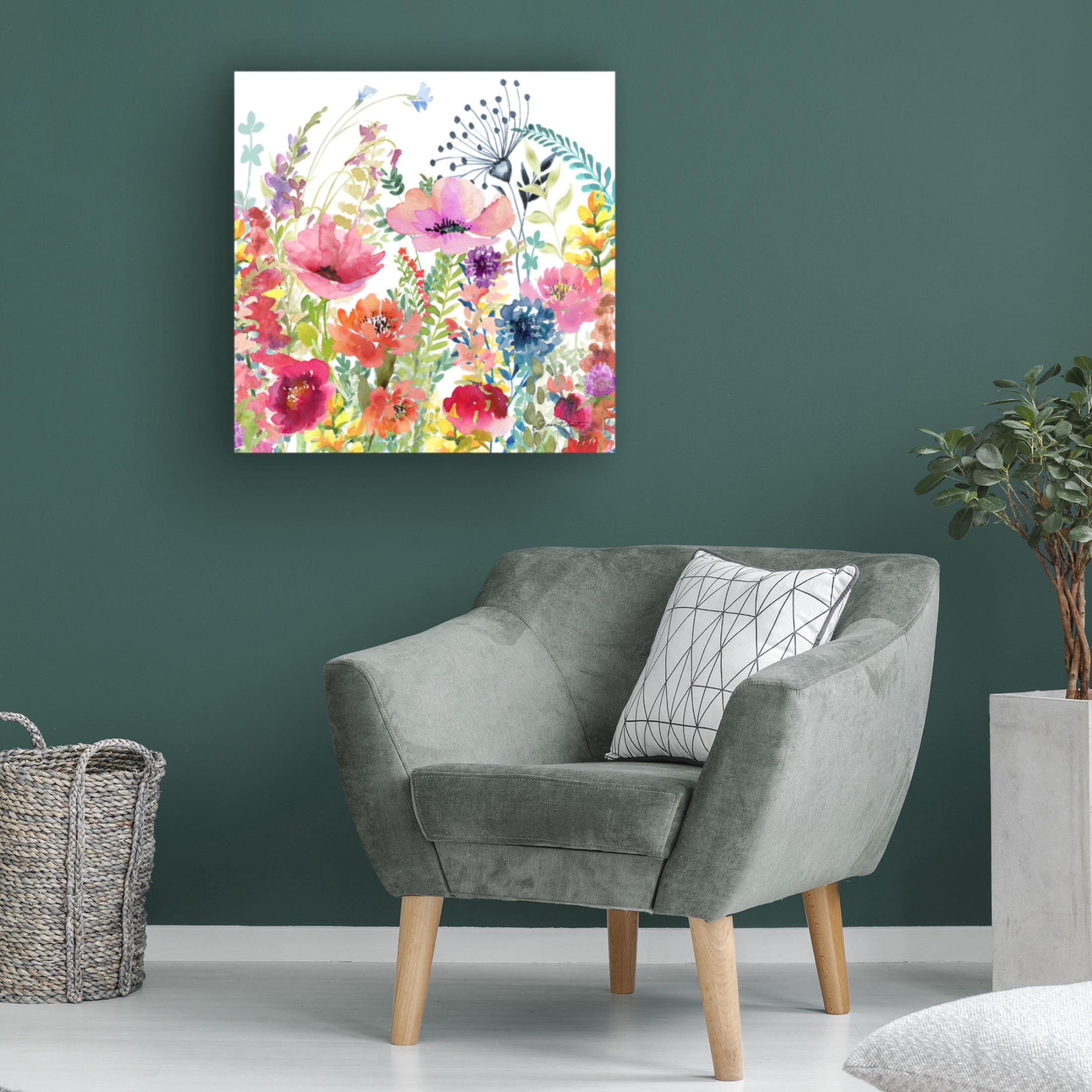 Canvas Wall Art - Jean Plout 'Whimsical Wildflowers C' Wall Art for Living Room, Bedroom, or Office Décor by Trademark Fine Art - 35 x 35 Inches