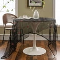 thumbnail image 2 of XmhyTop-A Love Heart Embroidery Lace Tablecloth Embroidered Lace Table Cover Overlay for Party Wedding Kitchen Dining Home Decorations (Black, 59"x102"), 2 of 5