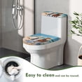thumbnail image 5 of HELLHERO Horses and Beaches Stylish 2 Piece Set Toilet Top Cover Set, Soft Polyester Fabric Toilet Seat Lid Cover & Dustproof, Washable, Stretchy Fabric, Machine Washable, 5 of 7