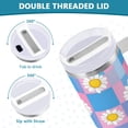 thumbnail image 3 of Yayeee 40oz Stainless Steel Tumbler with Straw and Handle Double-Wall Insulated Travel Water Bottle, Playful Daisy, 3 of 8