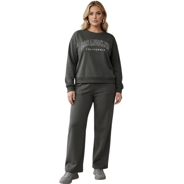 Conjunto Casual 2 Piezas Sudadera y Pants con Estilo Urbano, Cómodo y Diseño Atemporal para Mujer