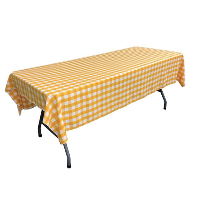 TCcheck60x84-DrkYellowK47 Checkered Rectangular Tablecloth, White & Dark yellow - 60 x 84 in.