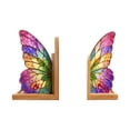 thumbnail image 2 of Butterfly Wing Bookend, Decorative Acrylic Book Ends, Sturdy Wooden Base Book Holder For Shelf Desktop Reading Home Office Decor(Red-7.87"), 2 of 7