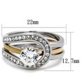 thumbnail image 2 of Two-Tone IP Rose Gold Stainless Steel Ring with AAA Grade CZ in Clear for Women Clear Stone Color Style TK2032 Size 7, 2 of 4