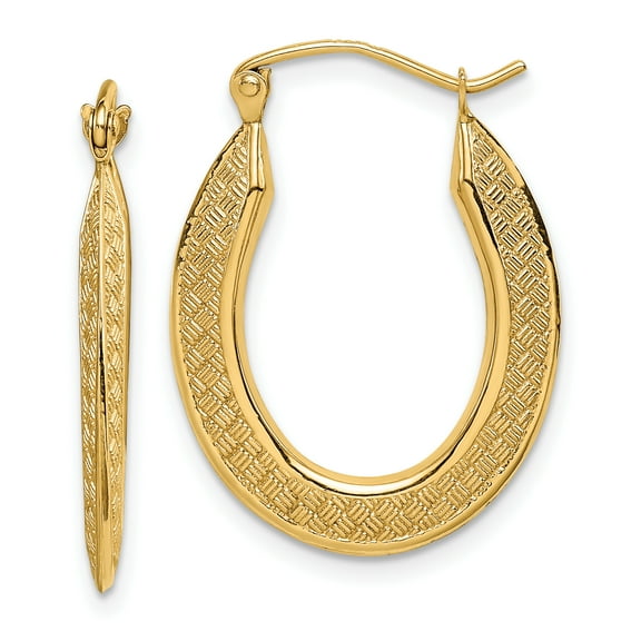 Primal Gold 14 Karat Yellow Gold Textured Stamped Hoop Earrings