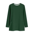 thumbnail image 4 of Tops de Manga Larga de las Mujeres Casual Color Sólido Cuello Redondo Suelto Encaje Superior con Bolsillo, Tops de Manga Larga de las Mujeres, 4 of 8