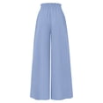 thumbnail image 4 of Pounoo Women's Trousers Elastic Waist Linen Wide Leg Pants Casual Vacation Loose Fit Breathable Versatile Daily Wear Bottoms Gift, 4 of 7