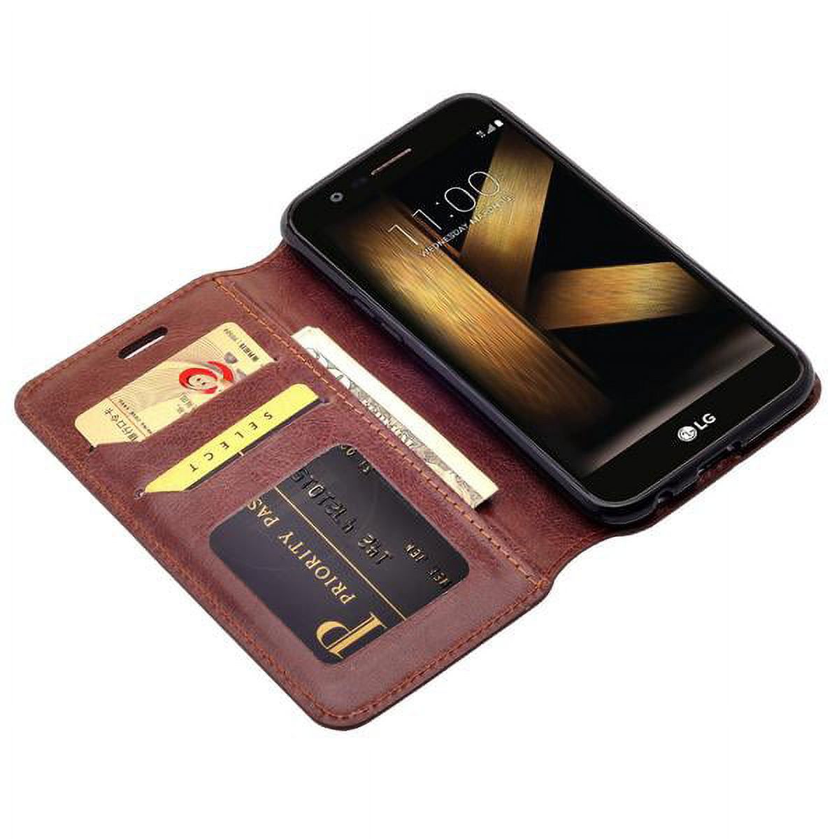 LG Xpression Plus Case /Phoenix Plus Case/Harmony 2 Case/K10 2018 Case /K30 Case/Premier Pro Case Leather Wallet Case [ID&Credit Card Slots] Flip Phone Cases&nbsp;for LG Xpression Plus - Brown - image 3 of 5