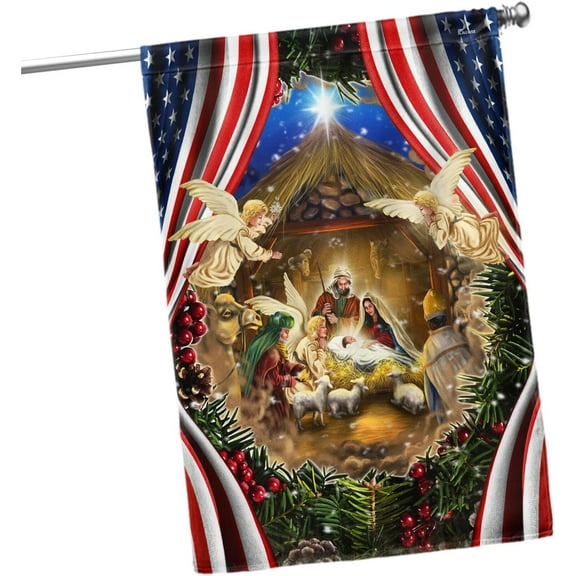 FLAGWIX Christian Nativity Flag, American Christian Christmas Flags - House Flag 30x40, Decorations For Home, Yard Decor - Christian Double Sided, Heavy Duty Canvas Flag Indoor Outdoor
