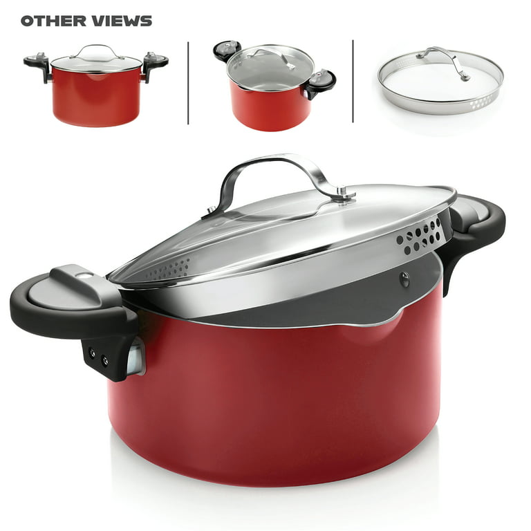 Gotham Steel CLOSEOUT! 5-Qt. Non-Stick Ti-Ceramic Pasta pot with Built-in  Strainer and Twist N' Lock Handles - Macy's