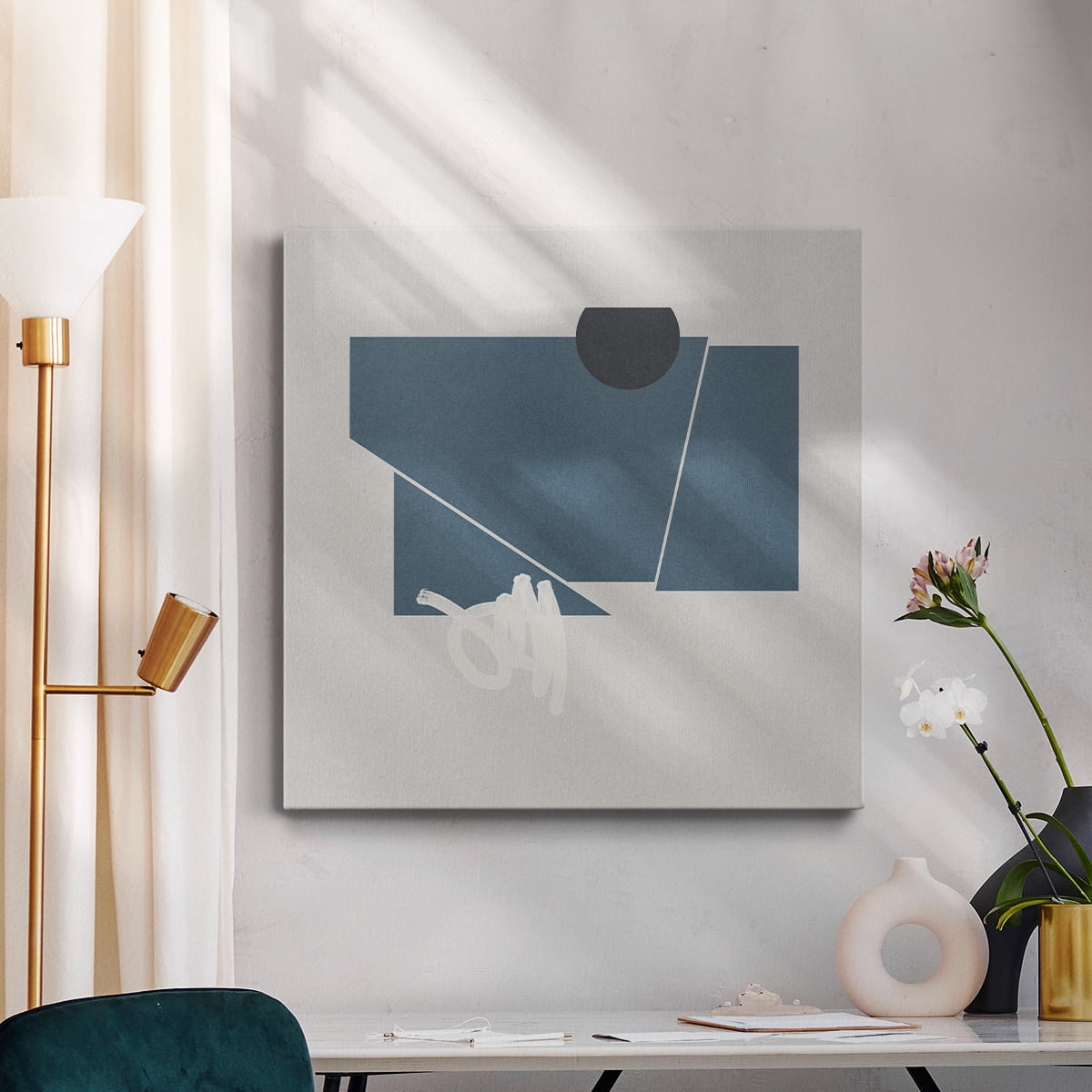 Wexford Home Blue Felt I-Premium Gallery Wrapped Canvas, 24" x 24" - Ready to Hang