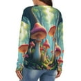 thumbnail image 4 of Enchanted Forest Mushroom Scene V-neck Sweater Winter Clothes Long Sleeve Knitwear Sweater Women's Pullover, 4 of 5