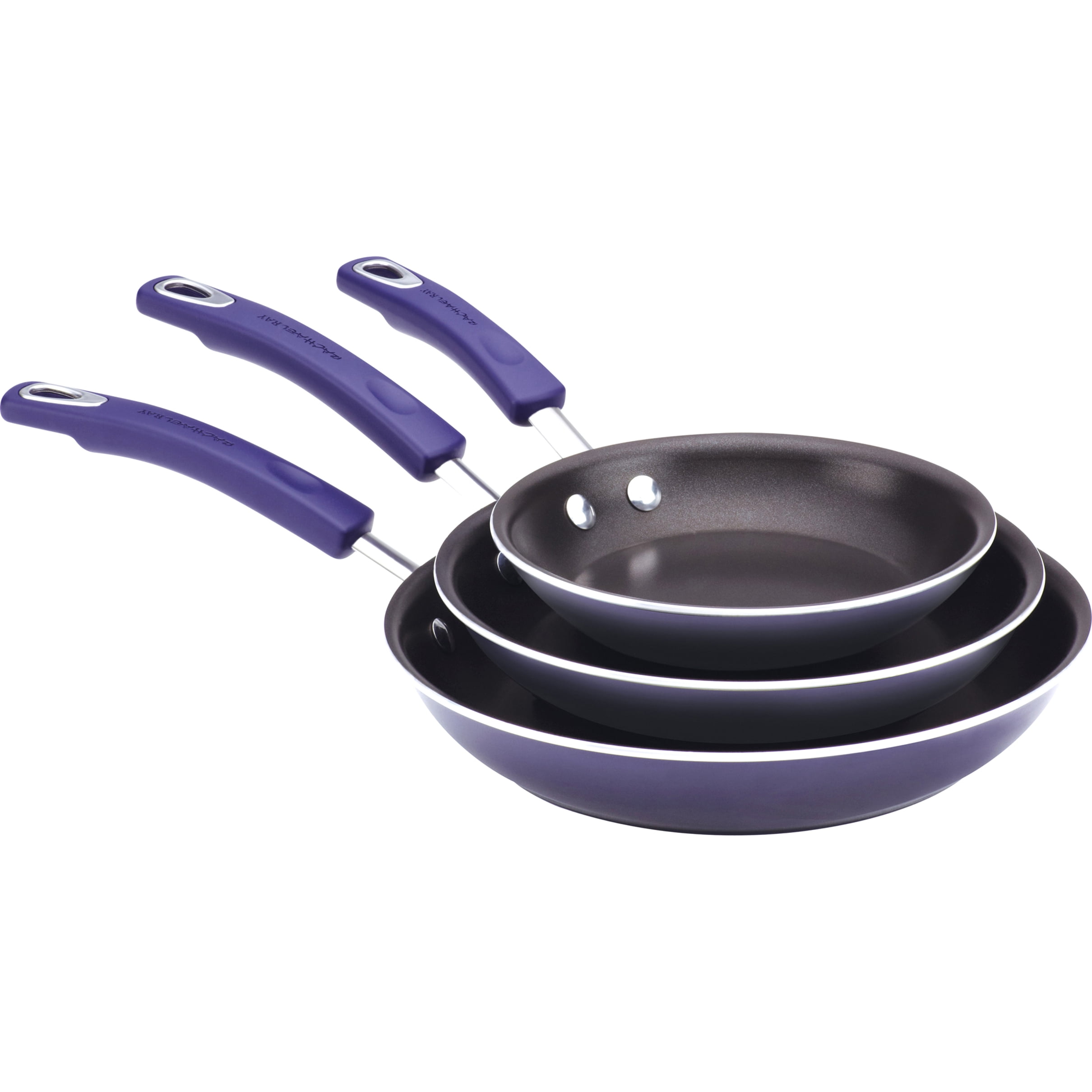 Racheal Ray Purple TwoTone Hand Enamel Triple Pack Skillets