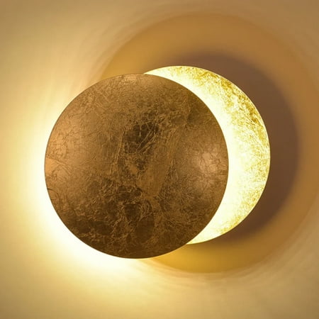 

JUNNGDZ Elegant and Chic Sophisticated Modern Round Eclipse Wall Sconce Light - Stylish Sleek Lighting for Bedroom Living Room Hallway Aisle and Corridor - Sleek Option for Bedside Li