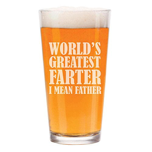 16 oz Beer Pint Glass World's Greatest Farter Father Funny Dad Gift 