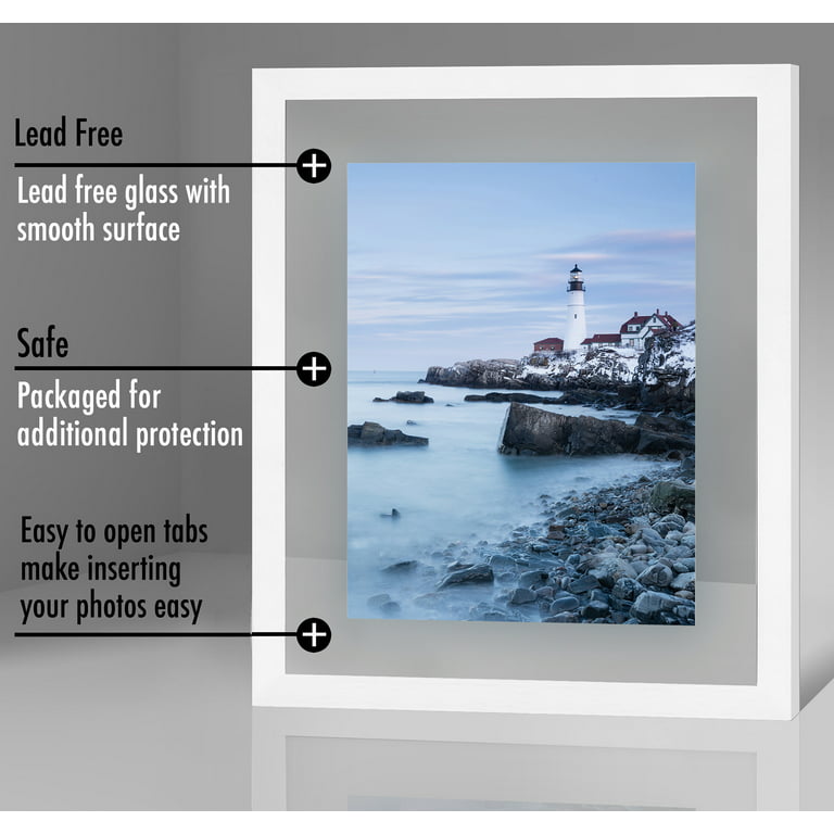 Americanflat 11x14 Inches Picture Frame With 8x10 Inches Mat - Composite  Wood With Glass Cover - White : Target