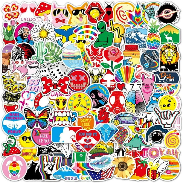 100 pcs Cool Random Stickers Vinyl Skateboard Stickers, Variety Pack