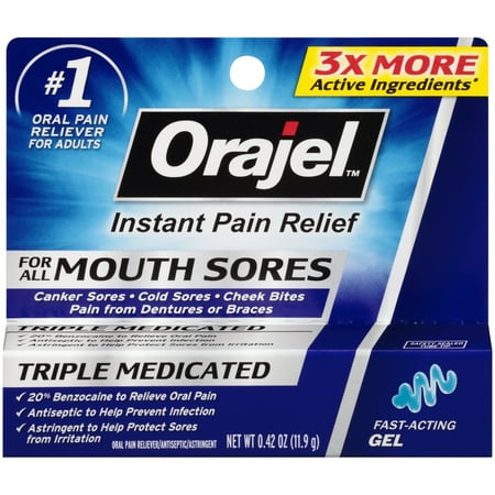 Orajel™ Mouth Sores Gel Oral Pain Reliever/Antiseptic/Astringentor 0.42 oz. Carded (Best Pain Killer Gel)