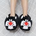 thumbnail image 3 of Pantuflas negras con forma de gato cálido, de felpa, antideslizantes, para interiores, unisex, 3 of 3