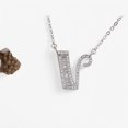 thumbnail image 2 of Silver Tone Initial Letter Pendant Necklace with Crystal Rhinestone Accents - One Size Fits Most, Silver-V, 2 of 6