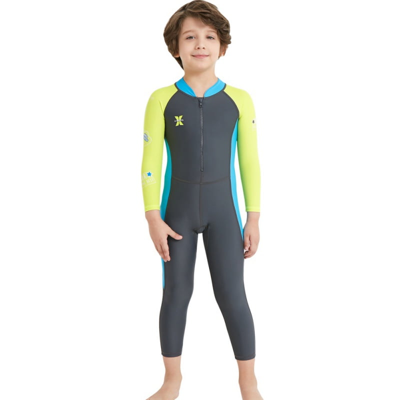Long Sleeves Full Suit Swimsuit Wetsuit Swimwear Youth Girls Boys One Piece Water Sports Sun Protection Rash Guard UPF 50