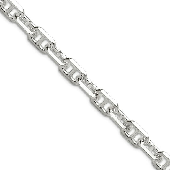 925 Sterling Silver Polished and Sparkle-Cut 5.75mm Marine Link Chain Necklace 24 Inch Chain Necklace for Women and Men