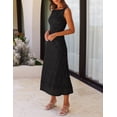 thumbnail image 4 of Merokeety Womens Summer Dresses Floral Boat Neck Tie Waist Bodycon Formal Dress Black xl, 4 of 5
