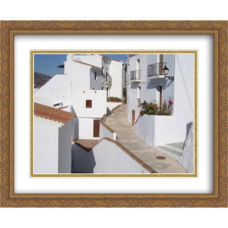 Streets of Andalusia, Spain 2x Matted 34x28 Large Gold Ornate Framed Art Print by The Cityscape Art Print Series