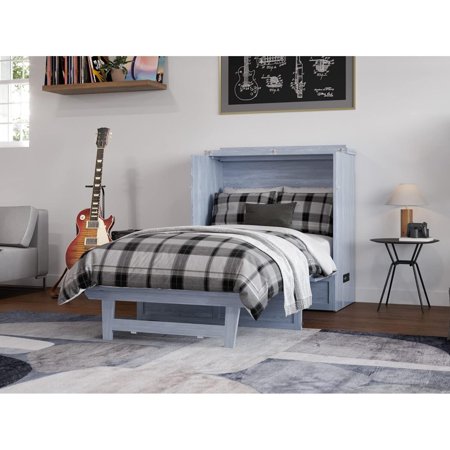 HomeStock Artistic Accomplishment Driftwood Twin Xl Solid Wood Murphy Bed Chest
