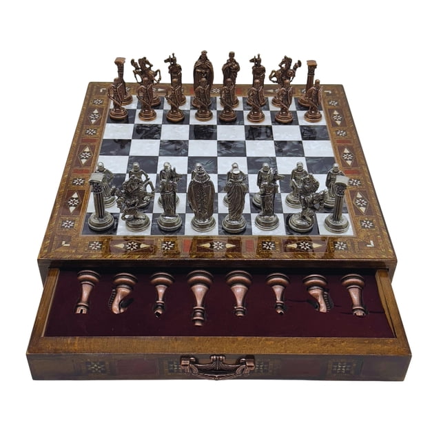 Juego de ajedrez INTERIART de 38 x 38 x 8 cm con piezas de metal del ejército británico