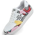 thumbnail image 4 of DOGO White Sneakers for Women - Handmade Women's Fashion Sneakers, Vegan Leather and Unique Design Dice Sneakers Painting in Harmony Design, Size 10, 4 of 5