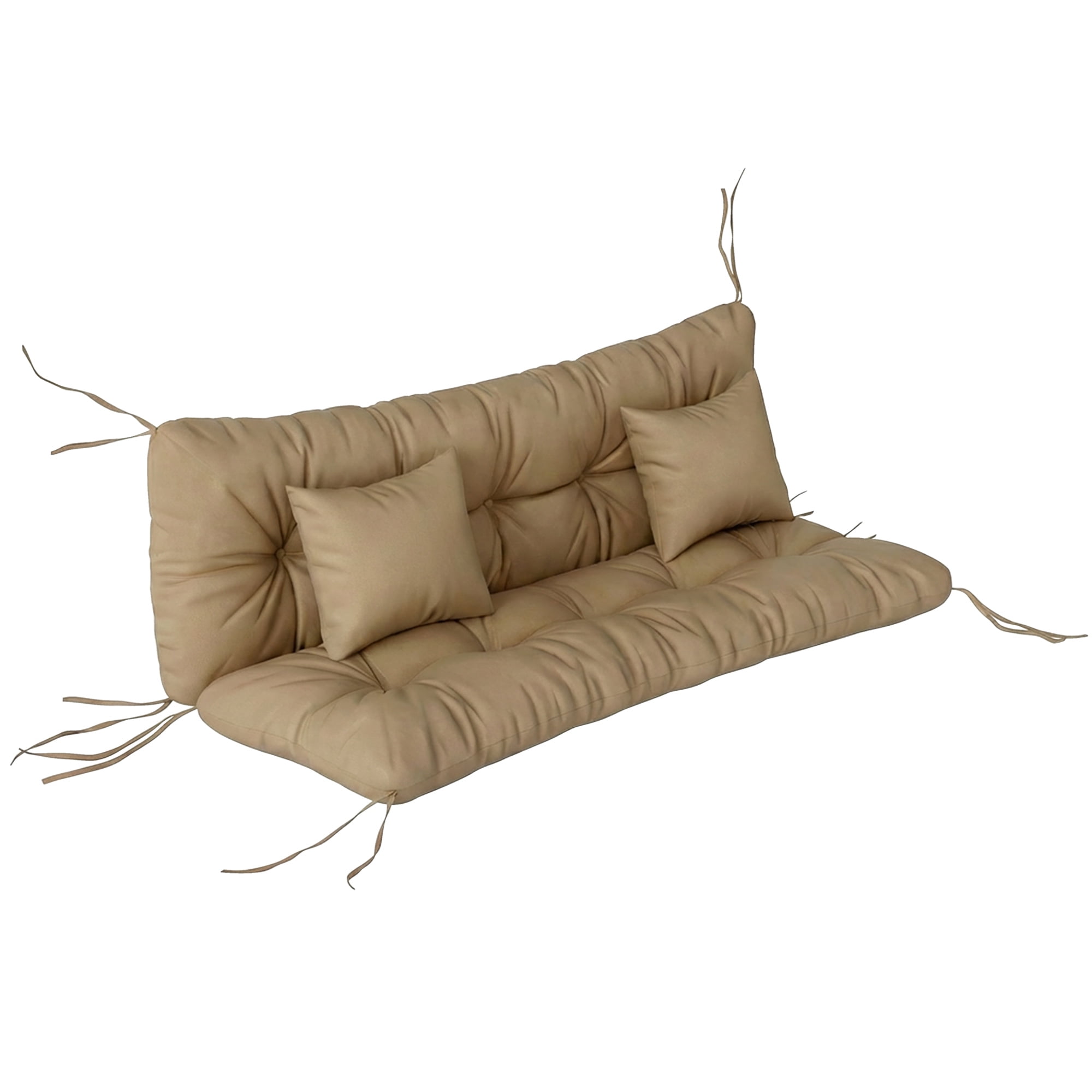 Outsunny Outdoor 1 Seat Cushion, 1 Back Cushion and 2 Pillows, for Patio Garden Furniture Seat Replacement, khaki