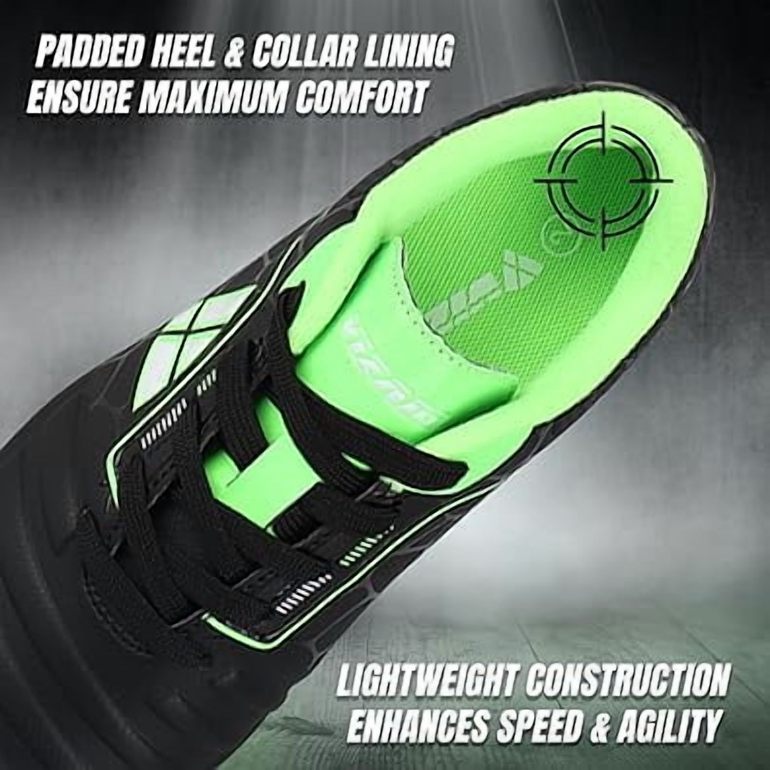 Vizari USA Catalina Firm Ground Soccer Cleats for Kids – Comfortable, Durable, and Traction-Ready Shoes for Boys and Girls - Black/Green, 4