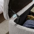 thumbnail image 4 of Comfort Stretch 39" Length Storage Ottoman Bench for Living Room,Grey Faux Fur Bedroom Bench with Entryway Oval Storage Upholstered Fabric Footrest Stool Padded Seat with Gold Legs, 4 of 9
