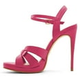 thumbnail image 2 of FSJ Women Stylish Strappy Round Open Toe Ankle Strap Sandals Platform Stilettos High Heel Formal Events Parties Shoes Size 6.5 Pink, 2 of 4