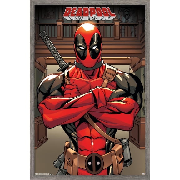 Marvel Comics - Deadpool - Pose Wall Poster, 14.725" x 22.375", Framed