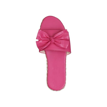 

KIJBLAE Women s Summer Bow Beach Sandals Flat Non-Slip Soft Sole Outdoor Solid Slippers Female Slides Red 40