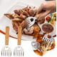 thumbnail image 1 of Trituradoras de carne Bear Claw - Juego de 2 piezas con mangos largos de madera y garras de acero inoxidable para cerdo desmenuzado, pollo, ternera - 10,8x7,5cm, 1 of 9