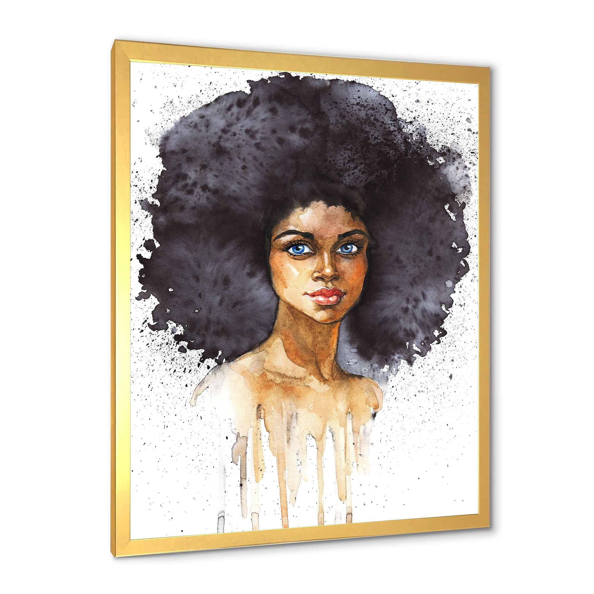 Designart 'Portrait of Afro American Woman X' Modern Framed Art Print